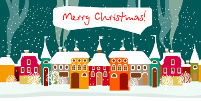 Cartoon-Christmas-house-and-snow-1