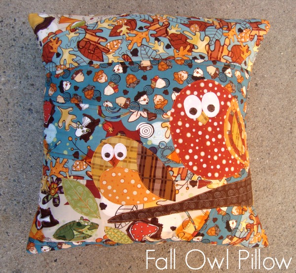 fall owl pillow applique