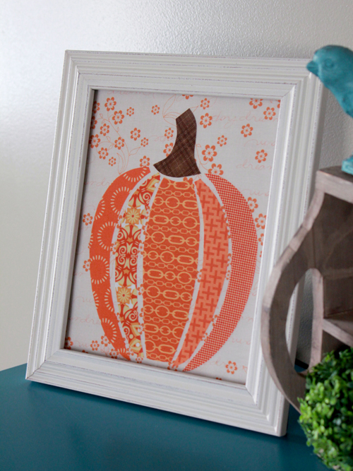 scrappy fabric pumpkin art