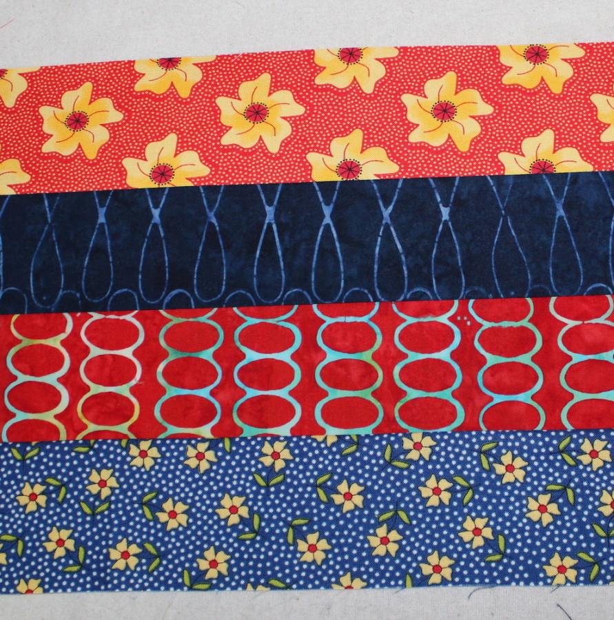 four strips sewn together