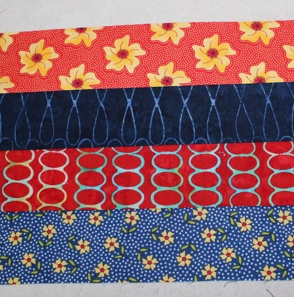 four strips sewn together