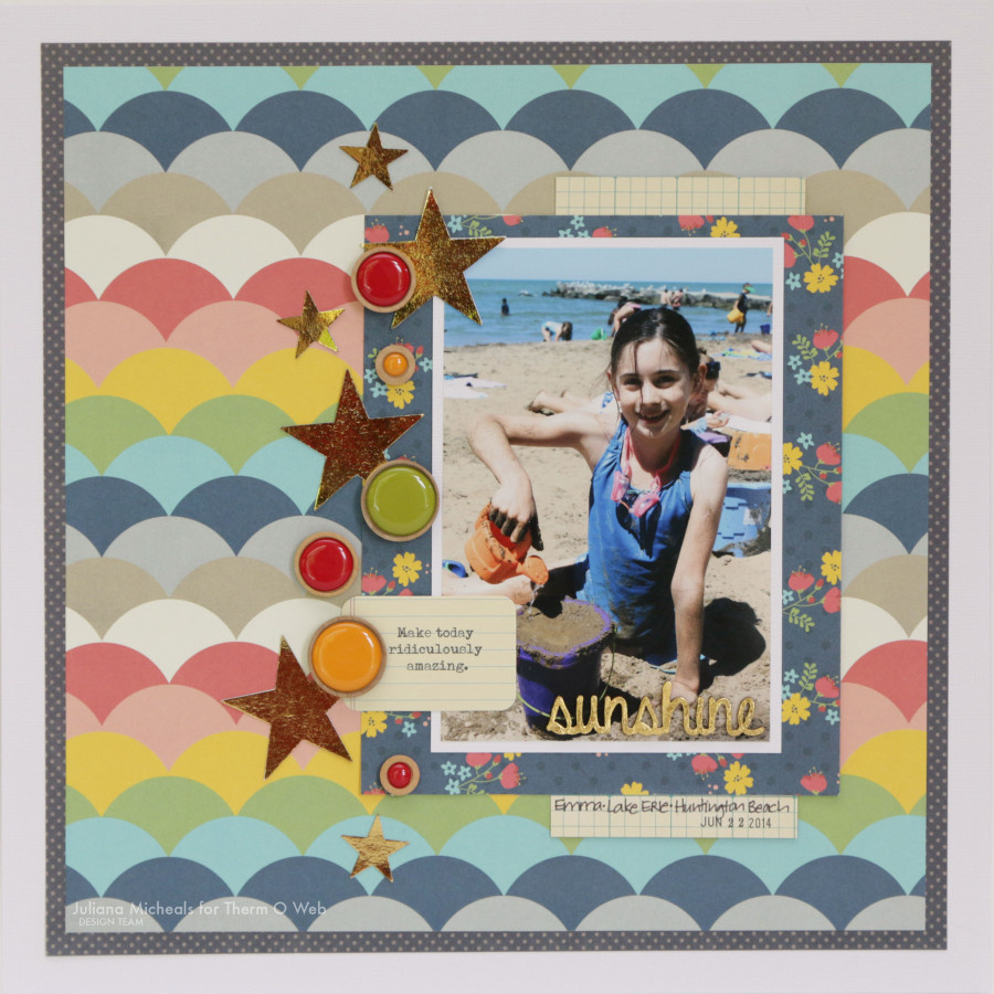 Summer Scrapbook Page by Juliana Michaels for Therm O Web featuring Deco Foil