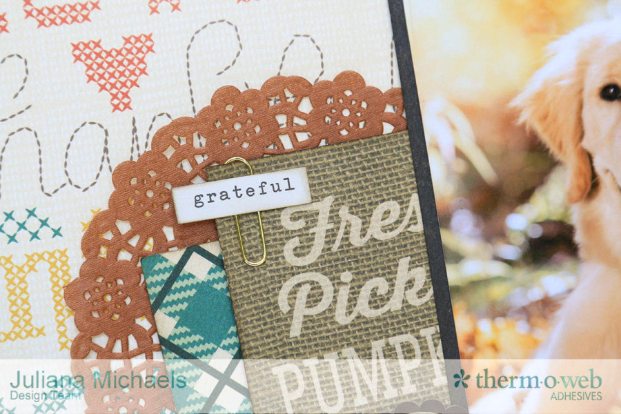 Beautiful Fall Scrapbook Page by Juliana Michaels featuring Therm O Web Adhesives and DecoFoil 