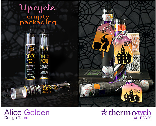 Alice Golden TOW DecoFoil Upcycle Halloween Treat Containers 1