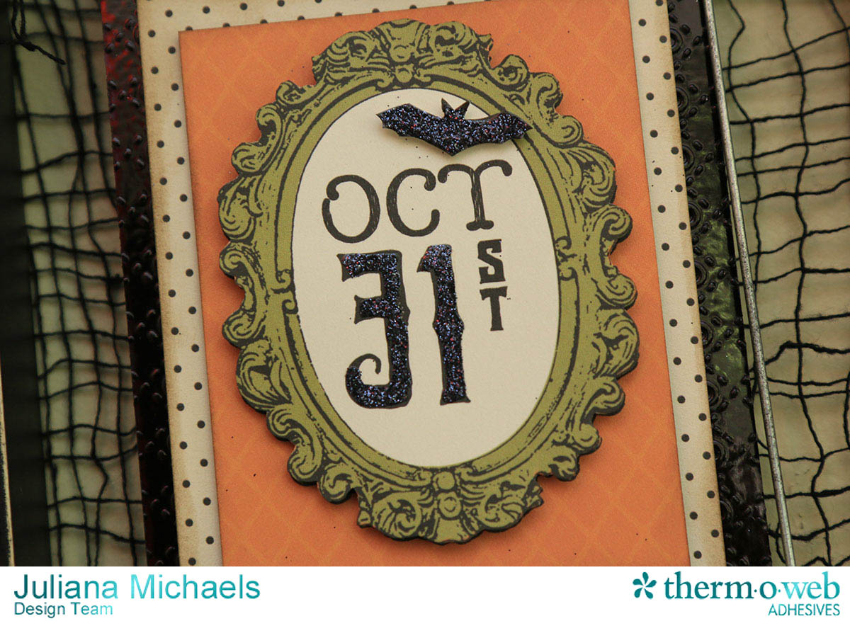 Halloween Clip Frame with 3×4 Cards featuring Therm_O_Web Decofoil and Adhesives by Juliana Michaels