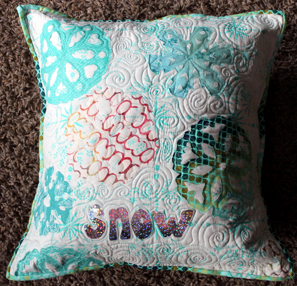 deco foil HeatnBond winter snow pillow