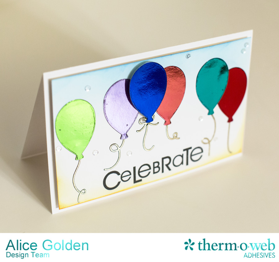 Alice Golden Therm O Web 2016 CHA Winter Foiled Balloon Birthday Card1