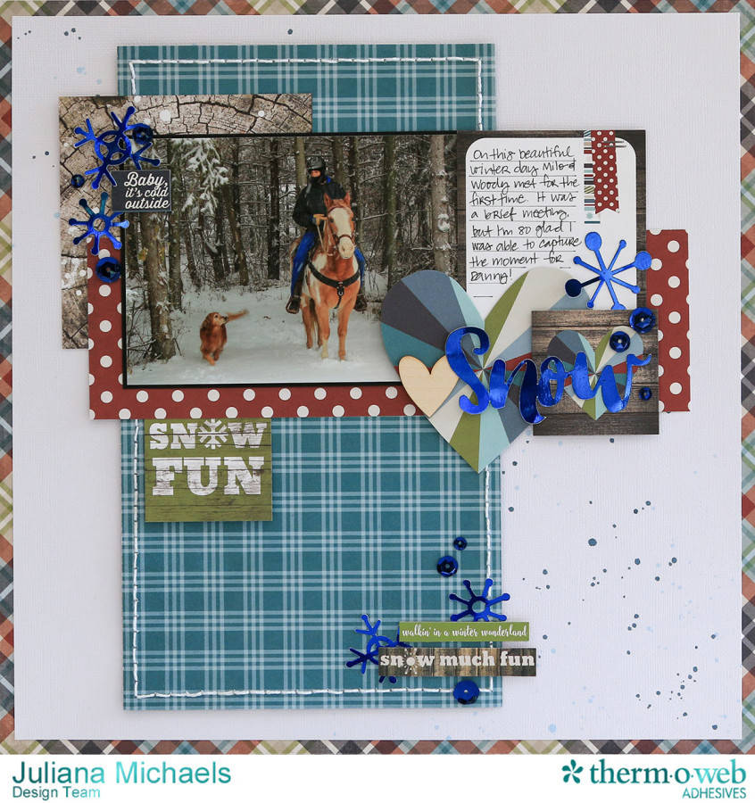 Snow Much Fun Scrapbook Page by Juliana Michaels featuring Therm O Web Deco Foil, Peel N Stick Toner Sheets and Adhesives www.thermoweb.com