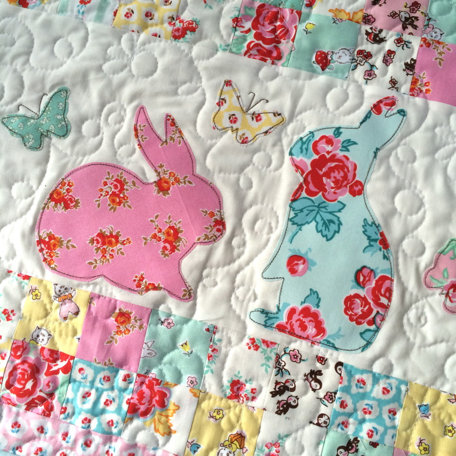 bunny applique pillow and quilt 12
