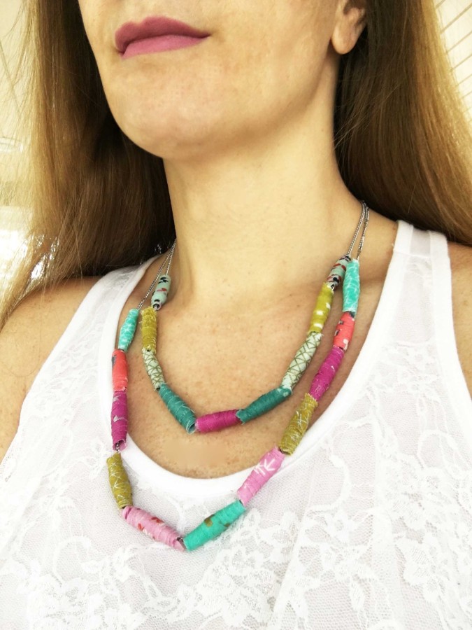 fabric bead necklace