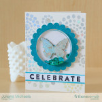 Celebrate Birthday Shaker Card by Juliana Michaels featuring Therm O Web Deco Foil and Glitter Dust Frames