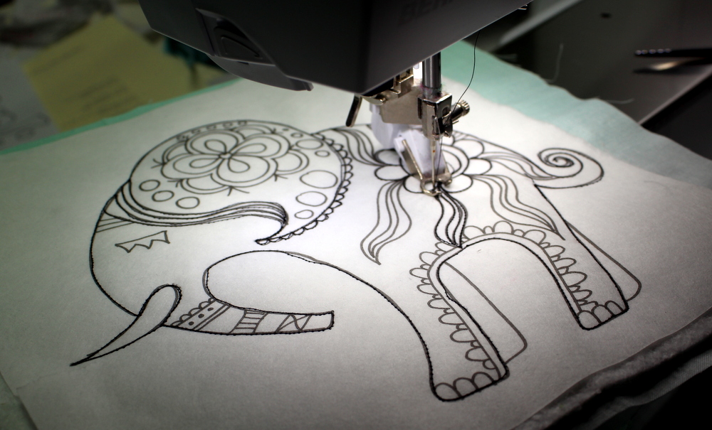 quilting out elephant outline