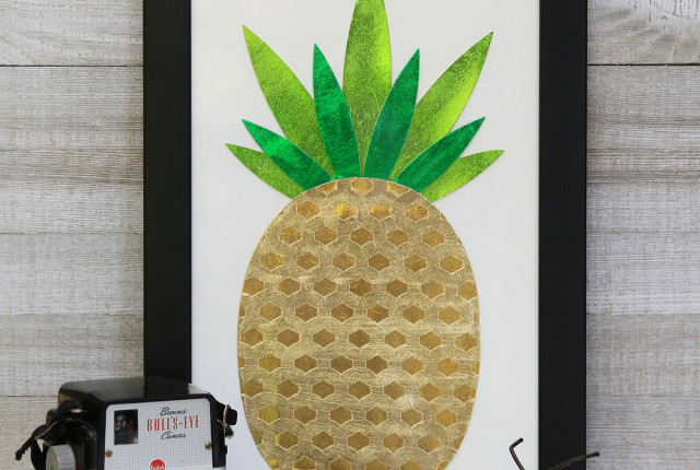 Pineapple Framed Wall Art by Juliana Michaels featuring Therm O Web DecoFoil and iCraft Foam Adhesive