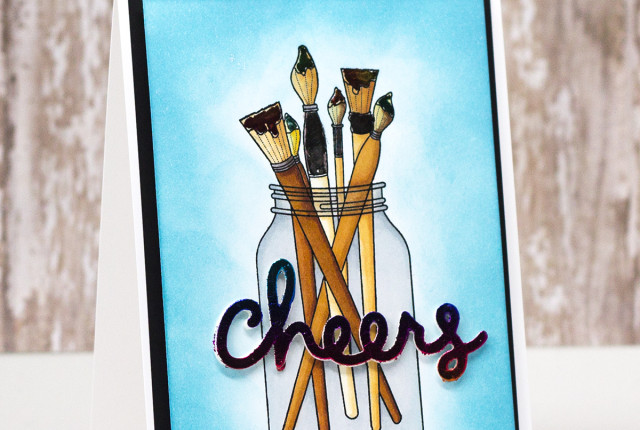 Cheers Deco Foil Adhesive Pen card by Chrissie Tobas