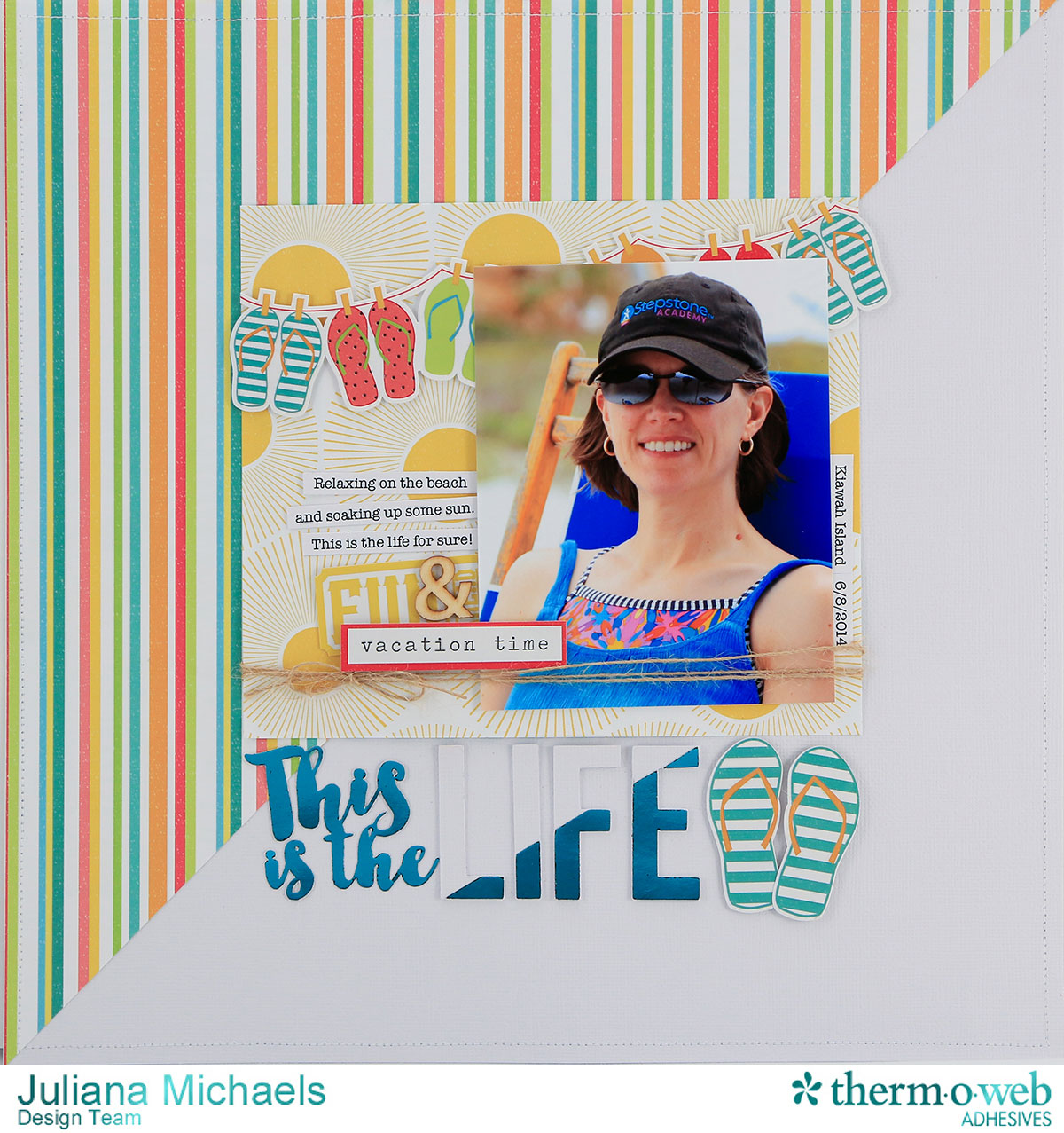 This Is The Life Beach Summer Vacation Scrapbook by Juliana Michaels featuring Therm O Web Deco Foil and Peel N Stick Toner Sheets