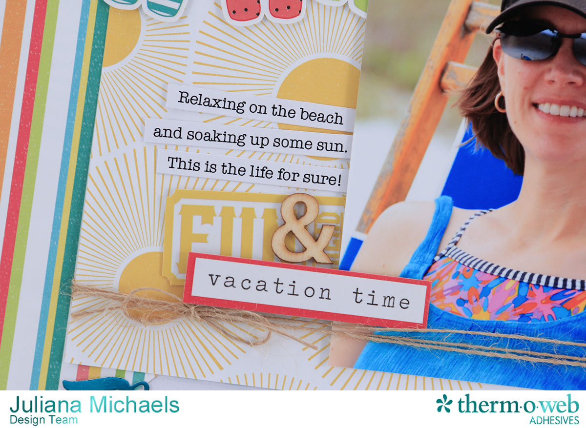 This Is The Life Beach Summer Vacation Scrapbook by Juliana Michaels featuring Therm O Web Deco Foil and Peel N Stick Toner Sheets 