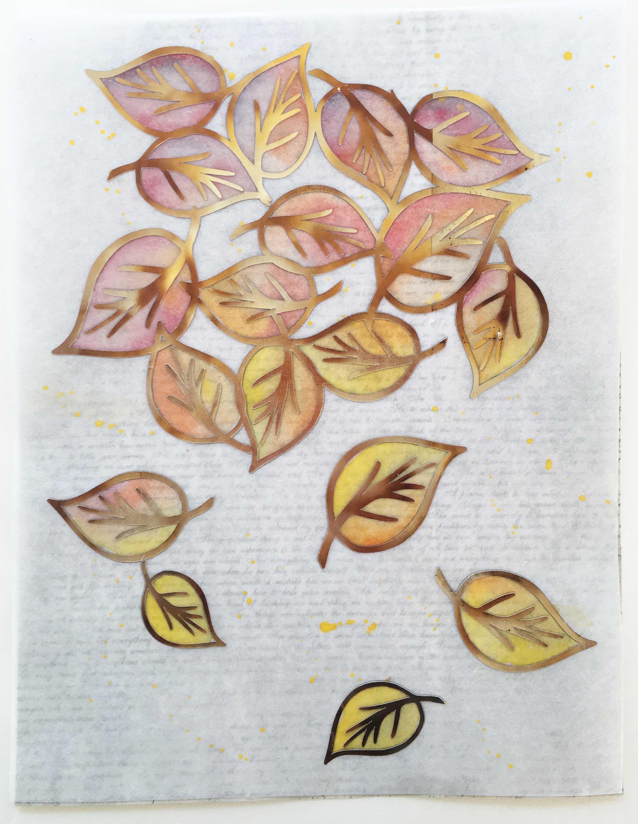 foil watercolor leaves