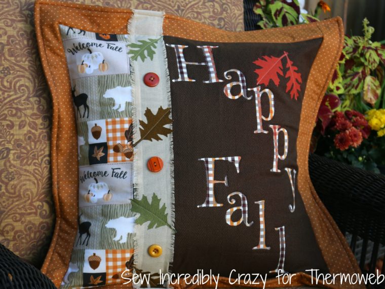 Happy Fall Pillow with HeatnBond Interfacing by Amy Warner