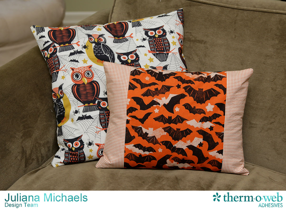 DIY Halloween Envelope Pillow Cover by Juliana Michaels featuring Blend Fabric and Therm O Web Heat N Bond