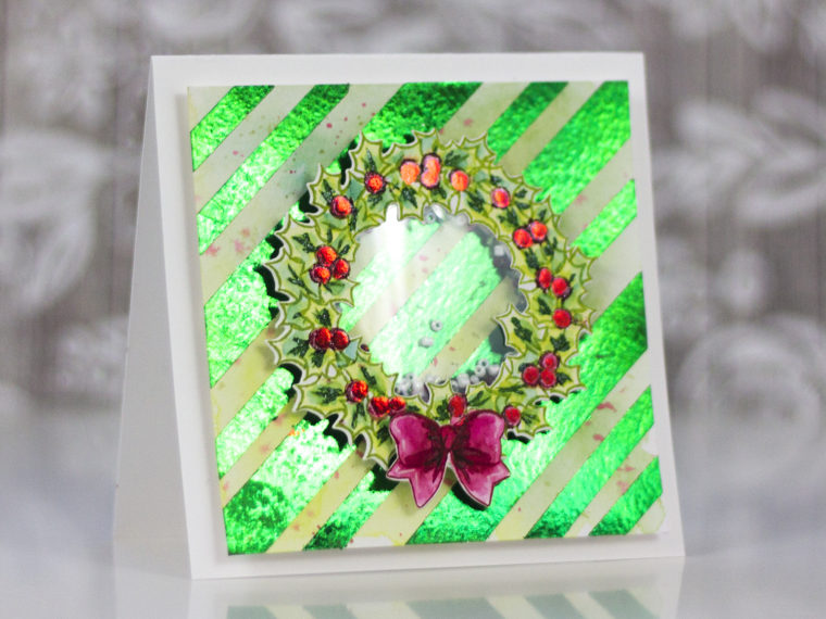 Foil Wreath Art Impressions Shaker Card by Chrissie Tobas
