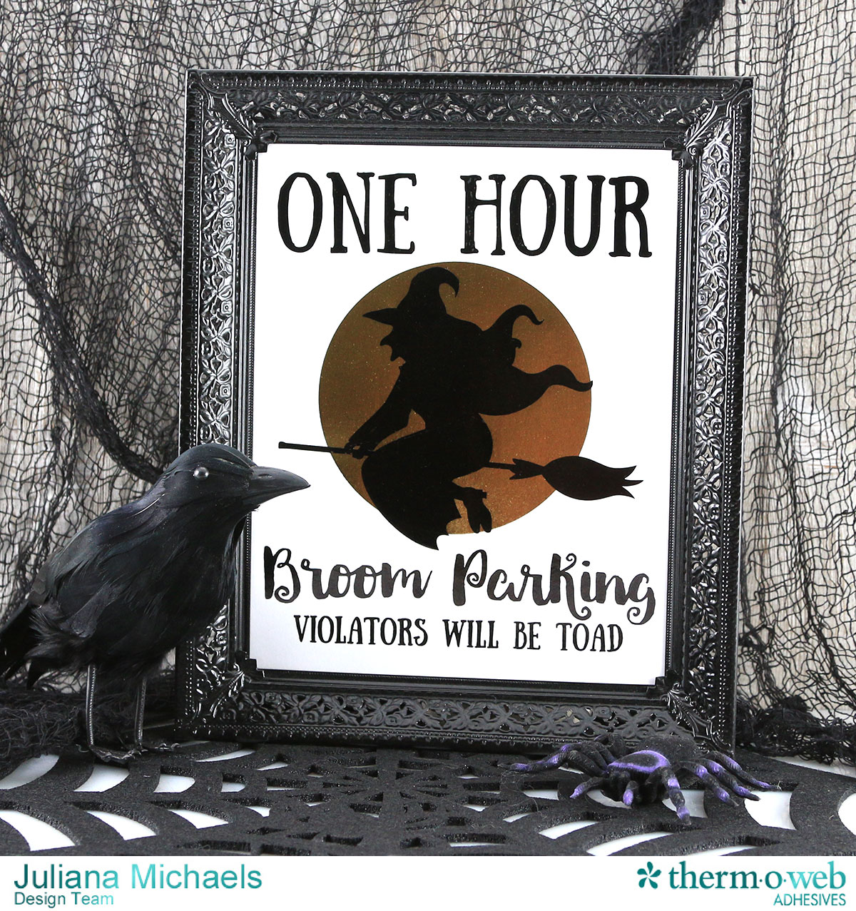 Framed Halloween Decor by Juliana Michaels featuring Therm O Web Decofoil and a free printable