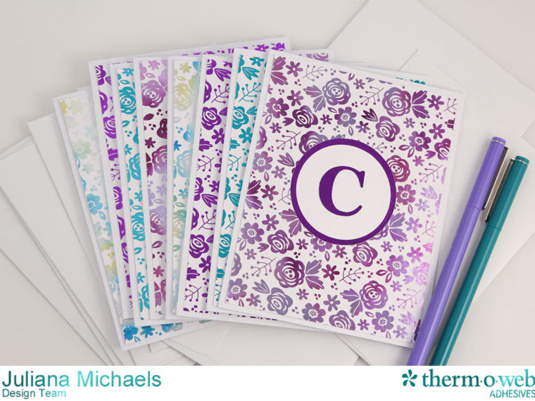 Monogram Notecards with Therm O Web DecoFoil by Juliana Michaels
