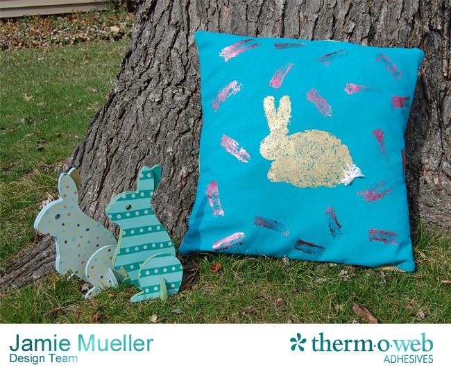 Deco Foil Easter Bunny Pillow