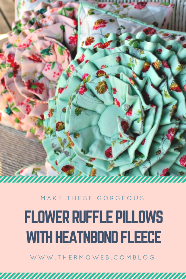 Flower Ruffle Pillow tutorial with HeatnBond Fleece