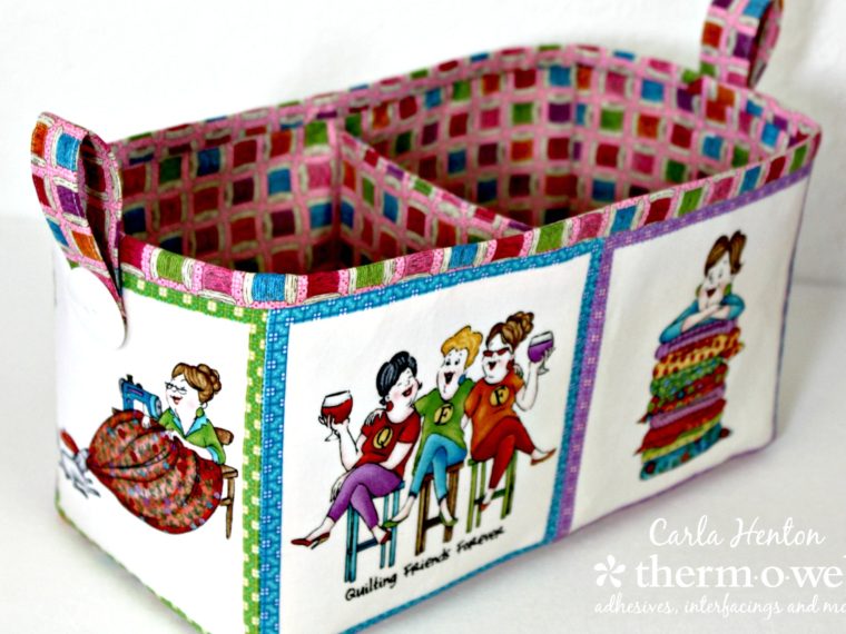 Fabric Bin with Divider Featuring Henry Glass Shop Hop Fabrics by Carla Henton