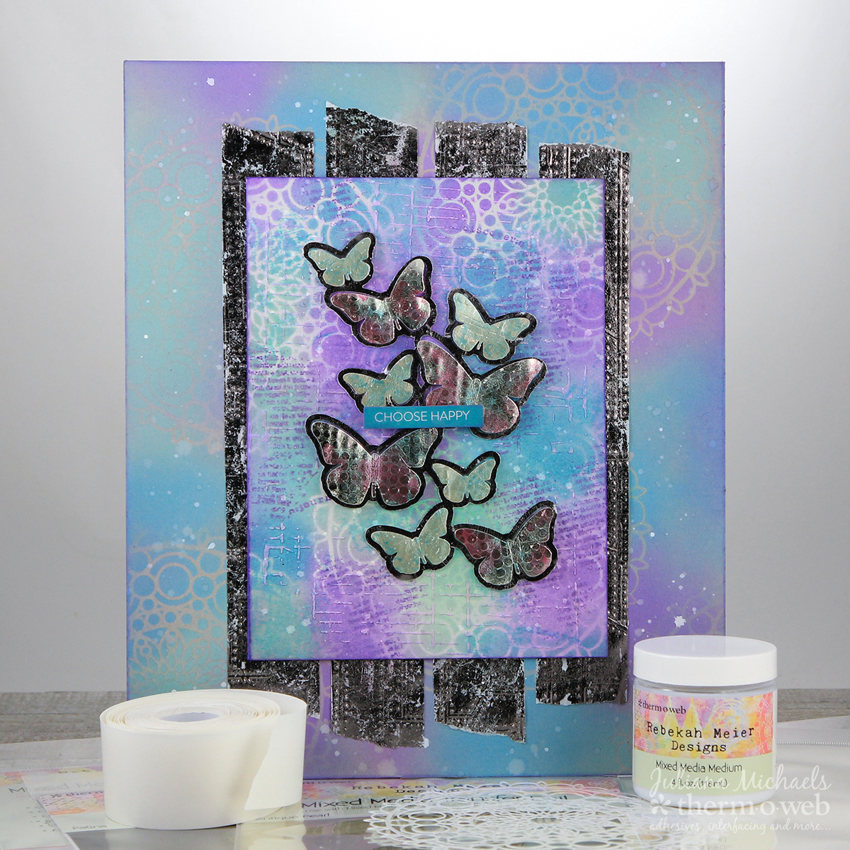 Choose Happy Mixed Media Canvas by Juliana Michaels featuring Therm O Web Rebekah Meier Mixed Media Products