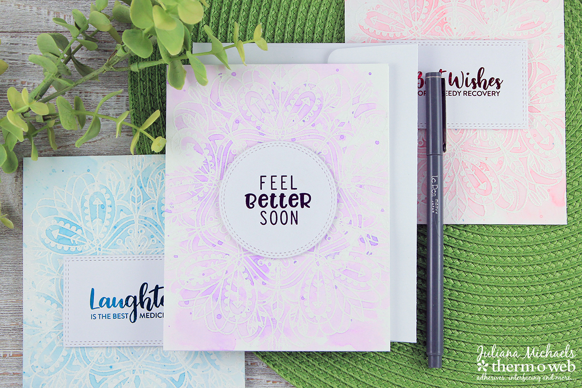 Get Well Cards by Juliana Michaels featuring Printable Sentiments with Therm O Web Deco Foil