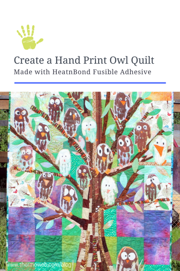 Hand Print Owl Quilt by Kim Lapaceck featuring HeantBond Fusible Adhesive