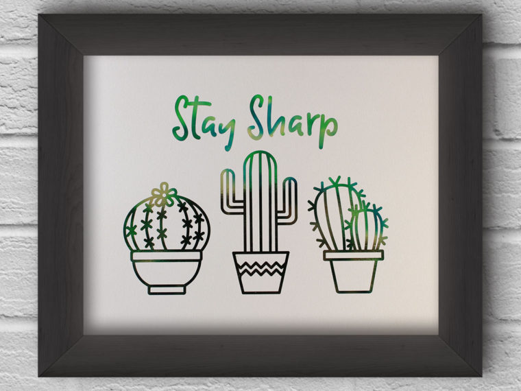 Stay Sharp Cacti Free Printable by Juliana Michaels for Therm O Web featuring Emerald Watercolor Deco Foil