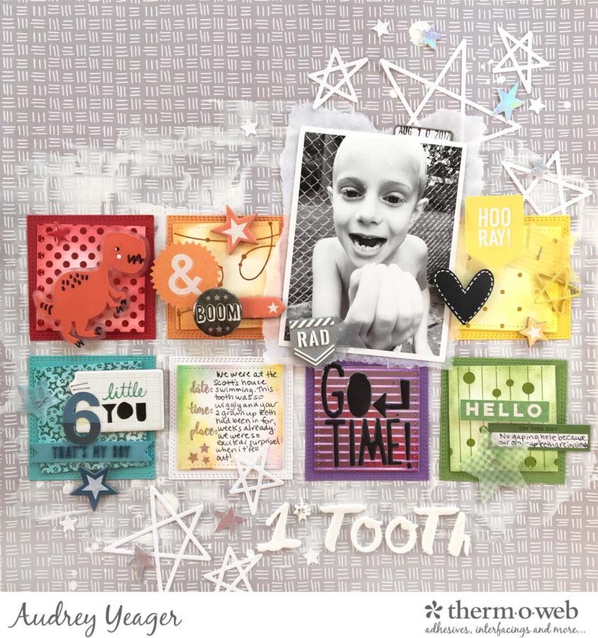 1st Tooth Mixed Media Layout by Audrey Yeager