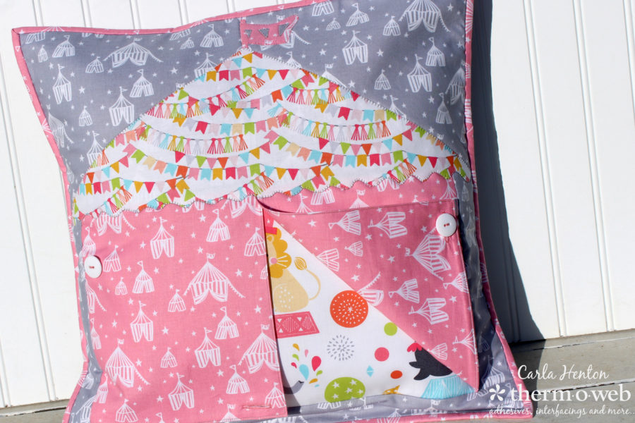 Big top circus pillow quilt as you go with fusible fleece by Carla Henton for Thermoweb