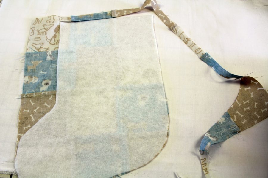 Cutting fusible fleece patchwork stocking