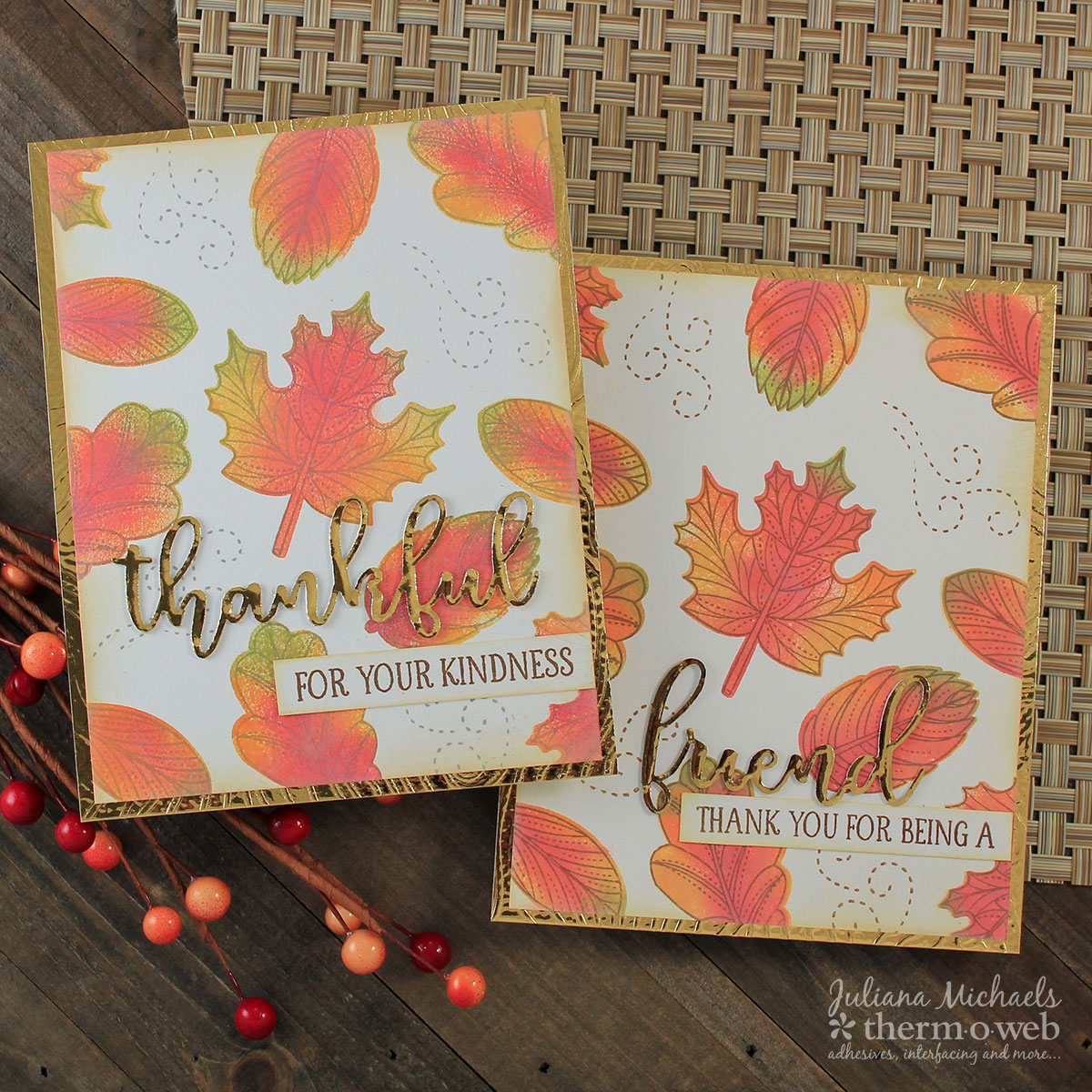 Fall Friendship Card by Juliana Michaels featuring Therm O Web DecoFoiled Die Cuts