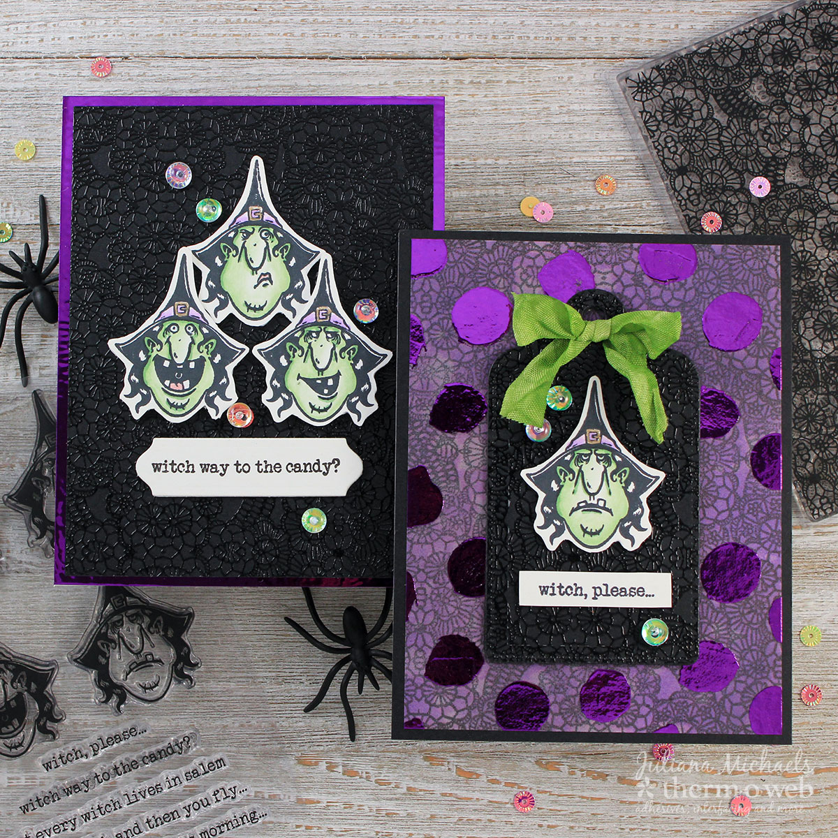 Halloween Cards by Juliana Michaels featuring products from Brutus Monroe and Therm O Web Deco Foil, Mixed Media and Adhesives