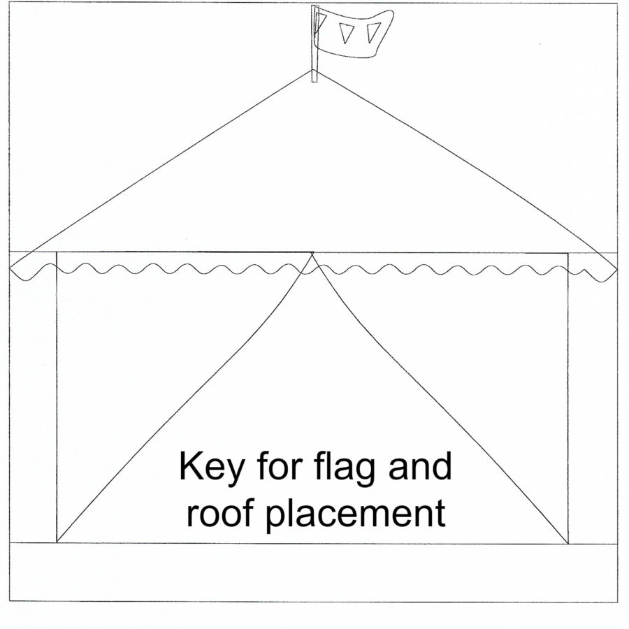 big top circus pillow applique roof and flag placement key for Thermoweb by Carla Henton