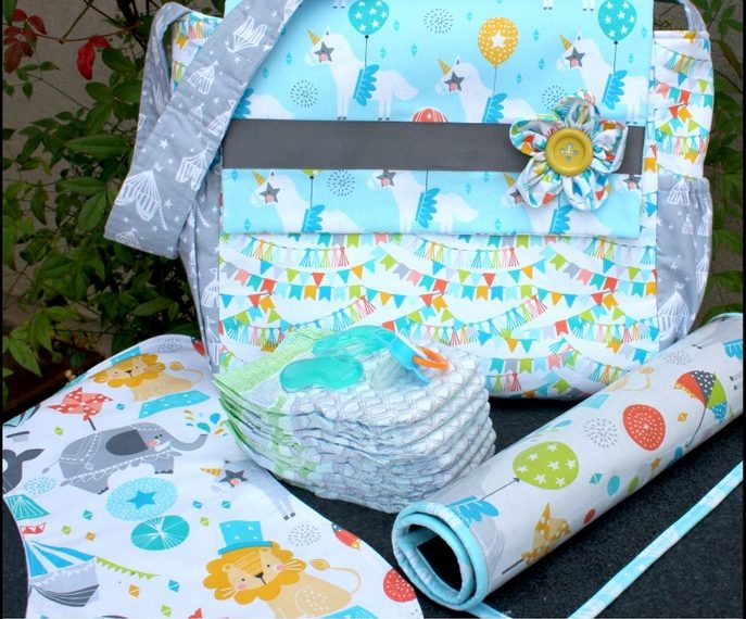 Blend Fabric Diaper Bag Set by Carol Swift
