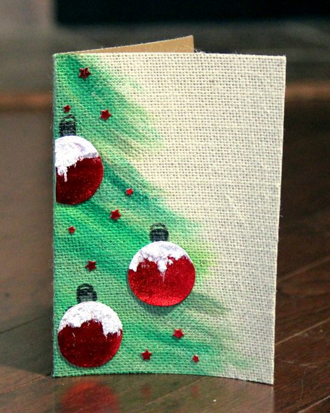 Deco Foil Burlap Christmas Card by Rita Barakat