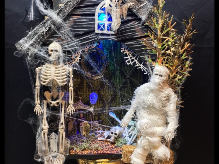 Mixed Media Halloween Haunted House by Wendy Cuskey