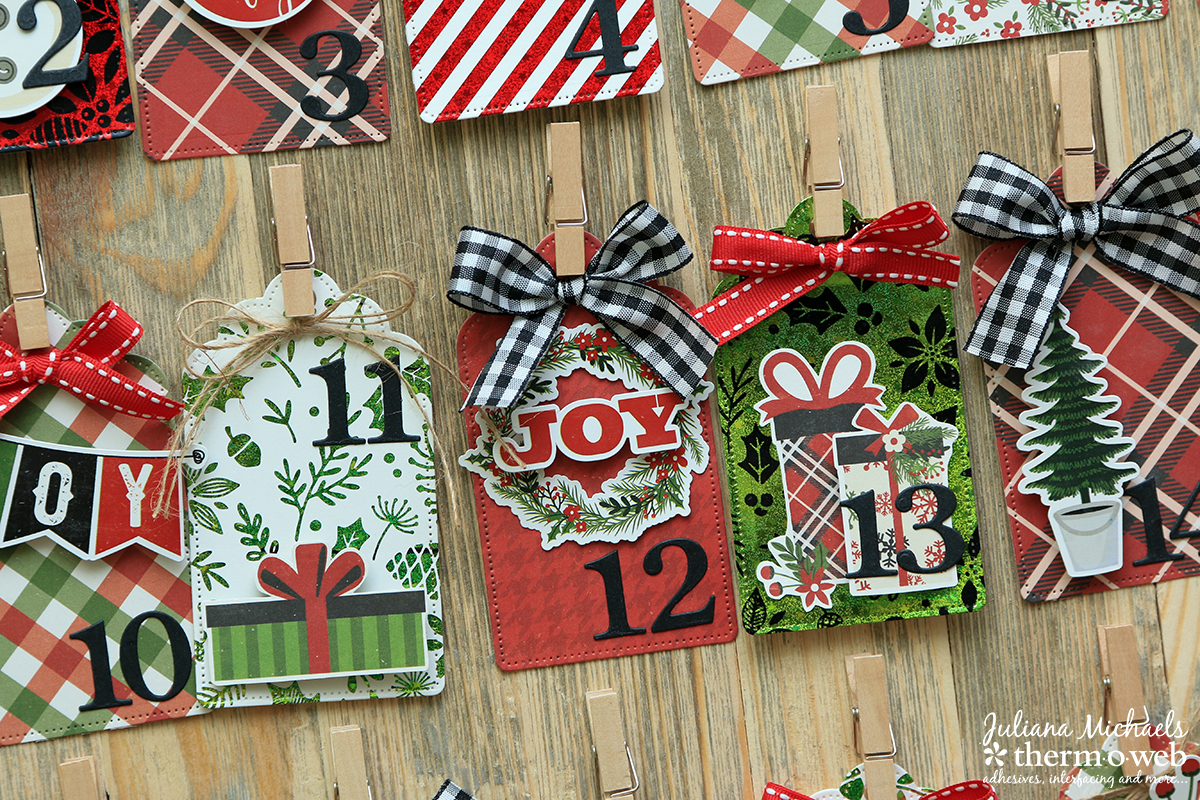Advent Calendar by Juliana Michaels featuring Echo Park Paper, Gina K Designs Foil Mates and Therm O Web Adhesives