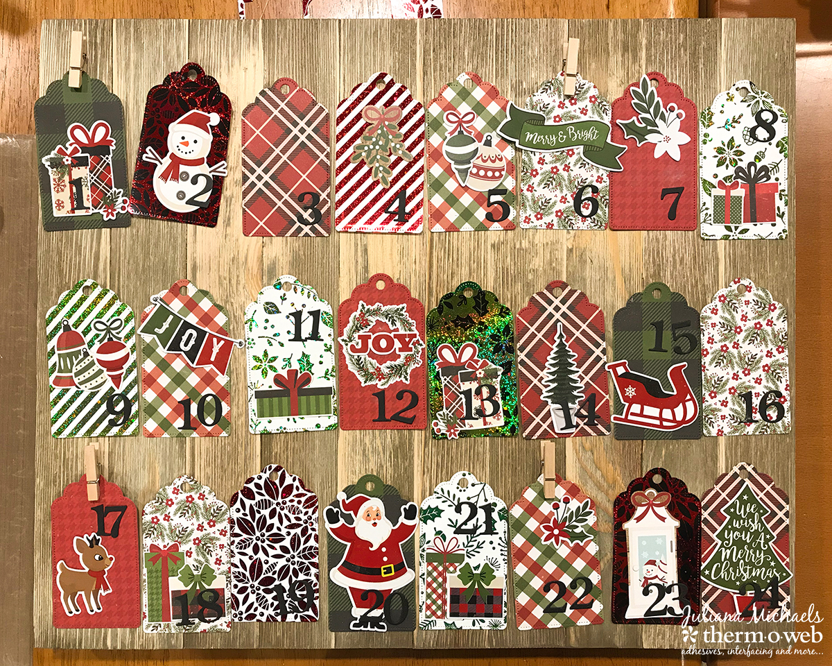 Advent Calendar Tutorial by Juliana Michaels featuring Gina K Designs Foil Mates and Therm O Web Adhesives