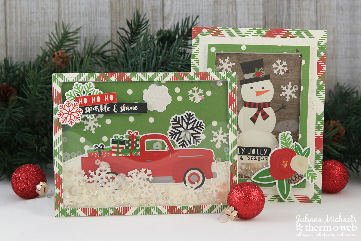 Christmas Shaker Cards by Juliana Michaels featuring Therm O Web Adhesives