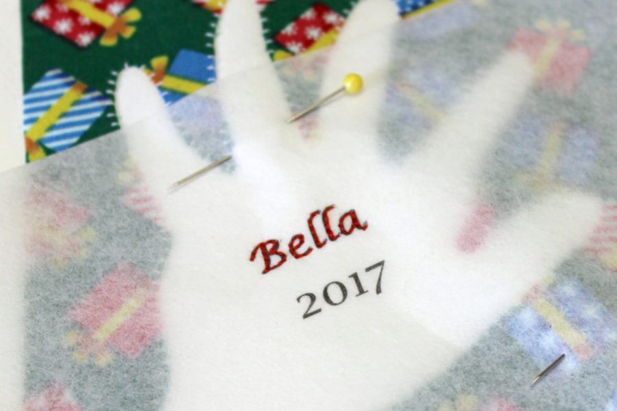 Embroidered name and date with quilt block sheets by carla at creatin' in the sticks