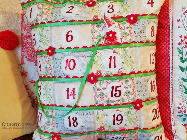 Christmas Holiday Advent Countdown Pillow with Blend Fabrics