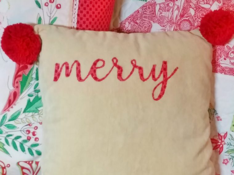 Merry {Christmas} Holiday Word Pillow
