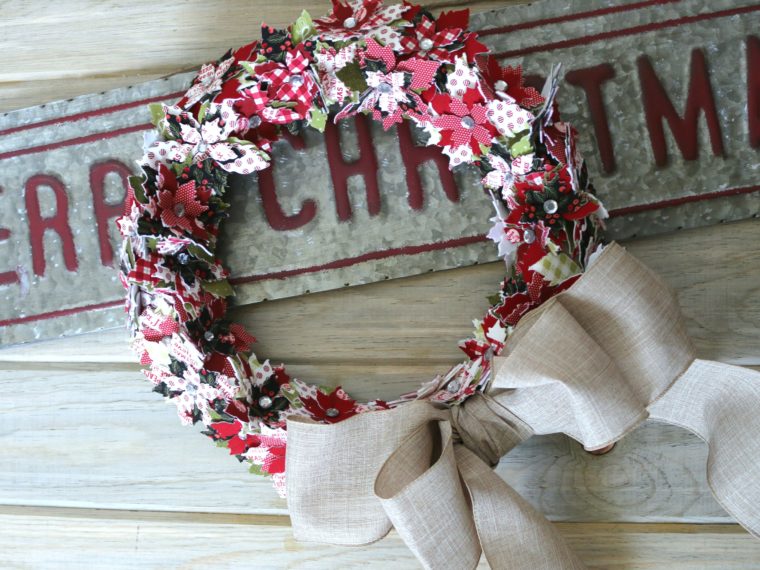 No Sew Holiday Poinsettia Wreath by Amy Warner