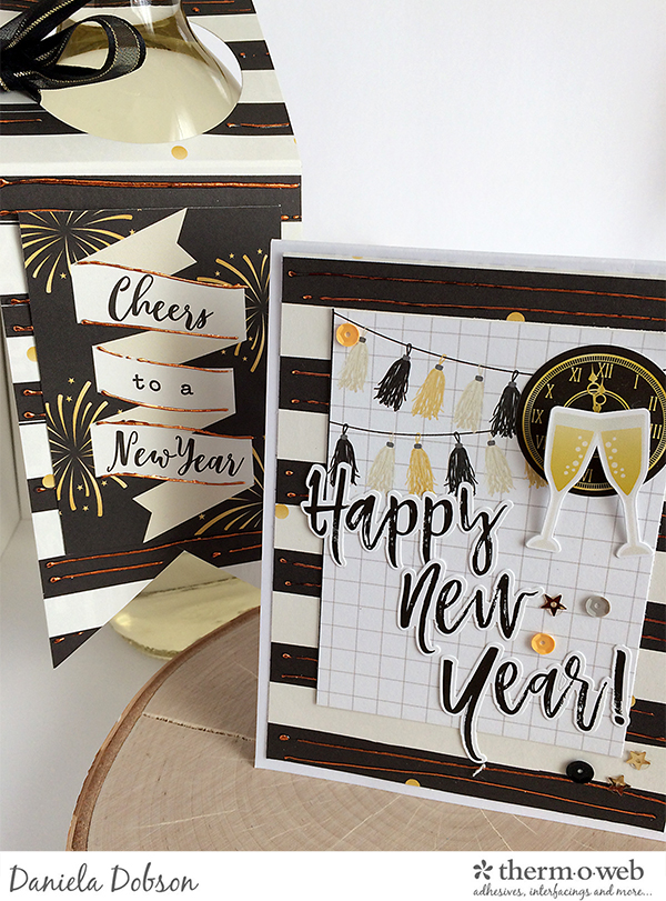Happy New Year card and tag by Daniela Dobson